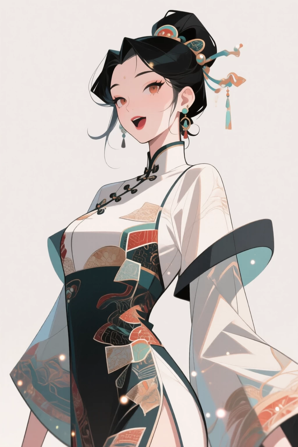 卡通动漫人物，国风韵味女