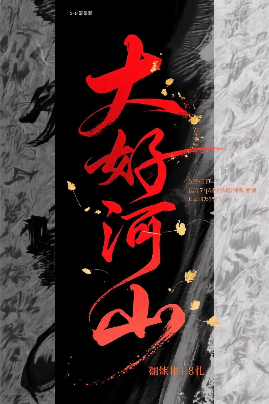 浪漫主义风格连笔手写体“大好河山”