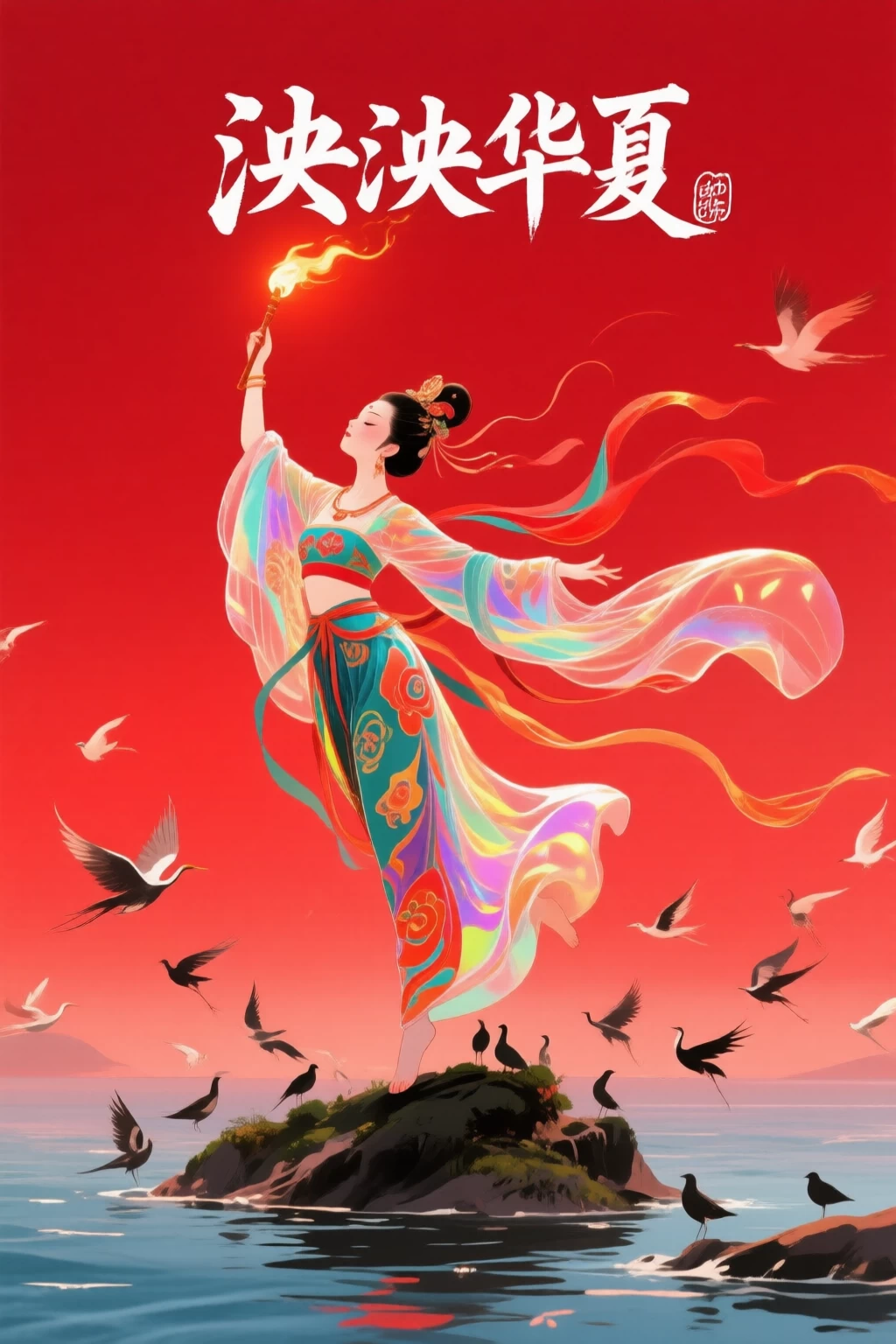 【千问】国风插画，大唐舞女